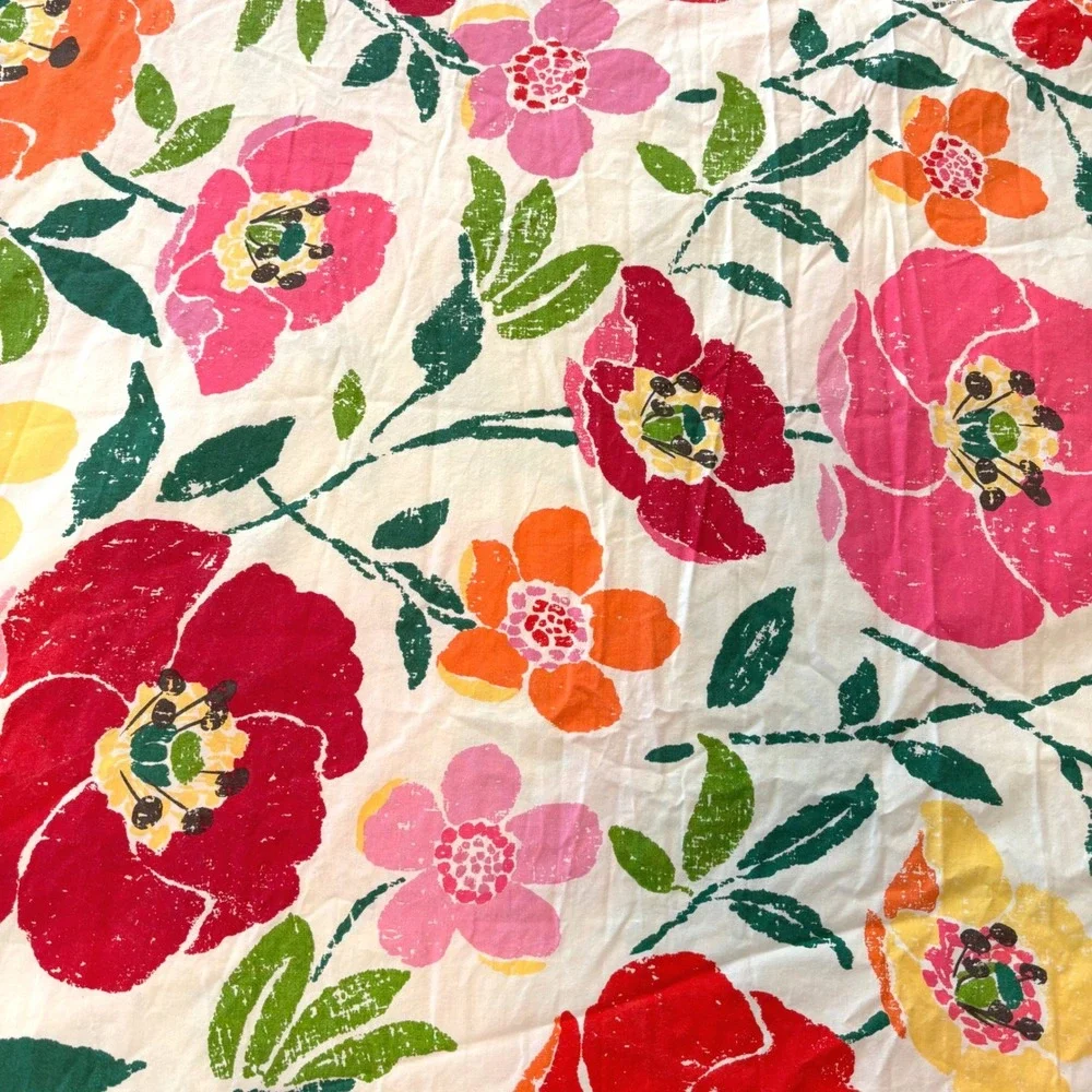 Pottery Barn King Nora Poppies Duvet Cover Cotton 2007 Vintage 2 Euro Shams